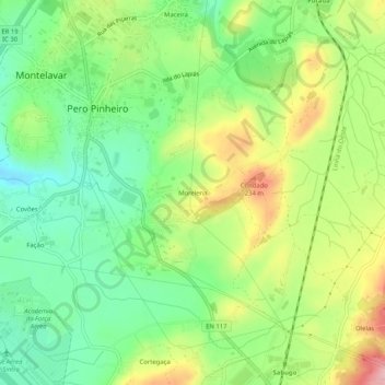 Mapa topográfico Morelena, altitud, relieve