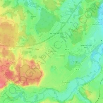 Mapa topográfico Geisenried, altitud, relieve