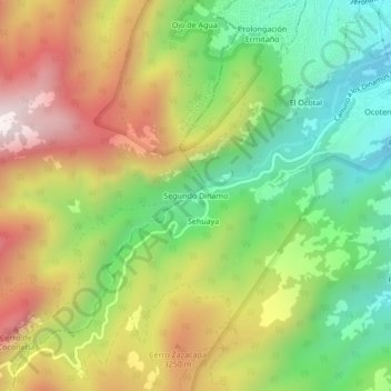 Mapa topográfico Segundo Dinamo, altitud, relieve