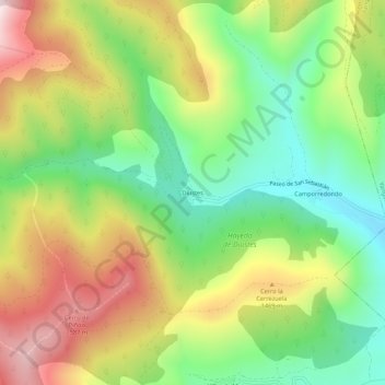 Mapa topográfico Diustes, altitud, relieve