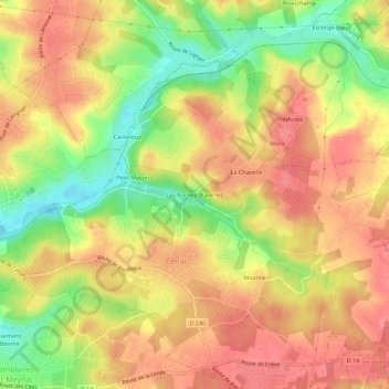 Mapa topográfico Les Roches Blanches, altitud, relieve