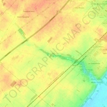 Mapa topográfico Vau, altitud, relieve