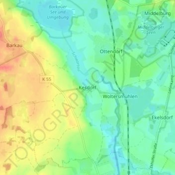 Mapa topográfico Kesdorf, altitud, relieve
