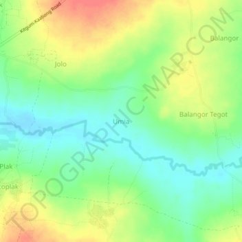Mapa topográfico Umia, altitud, relieve