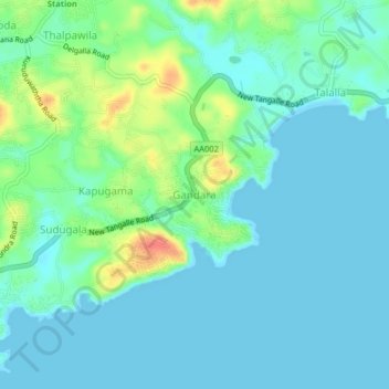 Mapa topográfico Gandara, altitud, relieve