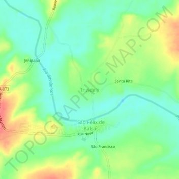 Mapa topográfico Trizidela, altitud, relieve