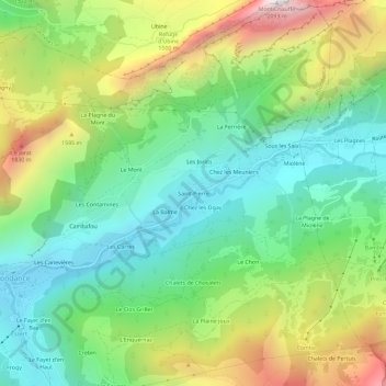 Mapa topográfico Saint-Pierre, altitud, relieve