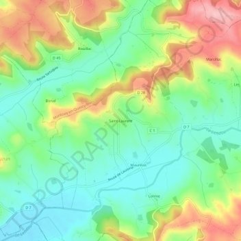 Mapa topográfico Saint-Laurent, altitud, relieve