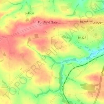 Mapa topográfico Dreenhill, altitud, relieve