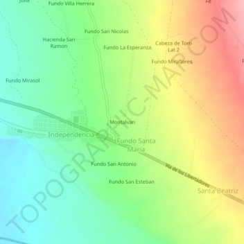 Mapa topográfico Montalvan, altitud, relieve