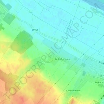 Mapa topográfico Nouan, altitud, relieve