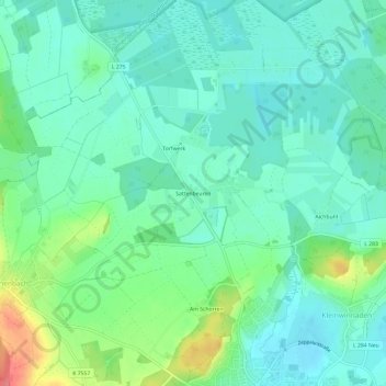 Mapa topográfico Sattenbeuren, altitud, relieve