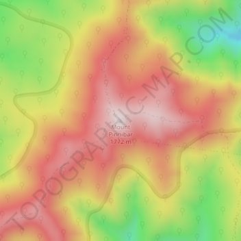 Mapa topográfico Mount Pinnibar, altitud, relieve