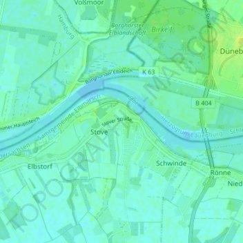 Mapa topográfico Stove, altitud, relieve