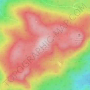 Mapa topográfico Montagne-Noire, altitud, relieve
