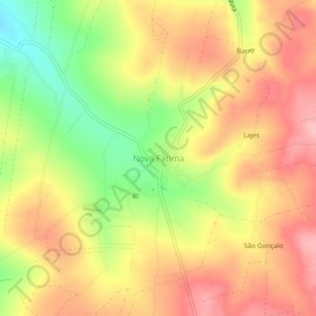Mapa topográfico Nova Fátima, altitud, relieve