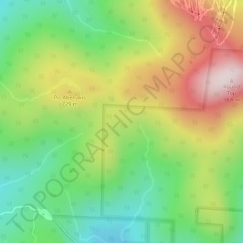 Mapa topográfico Monts Sutton, altitud, relieve
