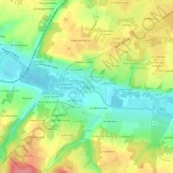 Mapa topográfico Le Château, altitud, relieve