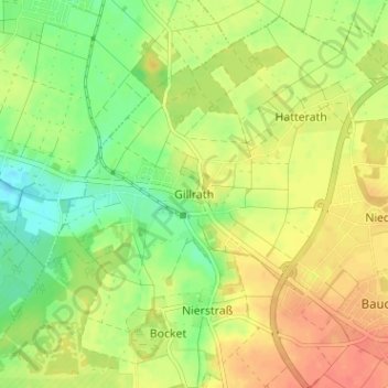 Mapa topográfico Gillrath, altitud, relieve