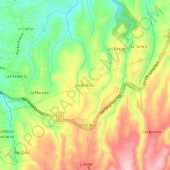Mapa topográfico Santa Rosa, altitud, relieve