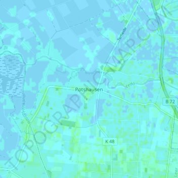 Mapa topográfico Potshausen, altitud, relieve