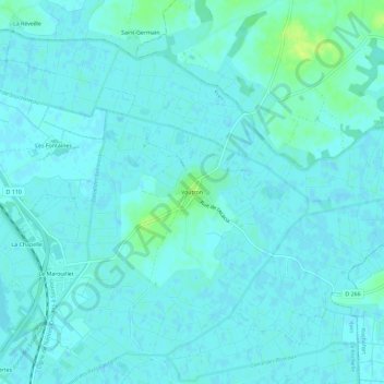 Mapa topográfico Voutron, altitud, relieve