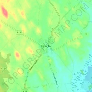 Mapa topográfico Bellaghy, altitud, relieve