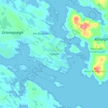 Mapa topográfico Kallin, altitud, relieve