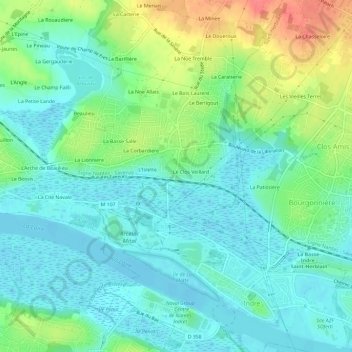 Mapa topográfico La Garotais, altitud, relieve
