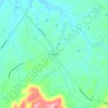 Mapa topográfico Georgetown, altitud, relieve