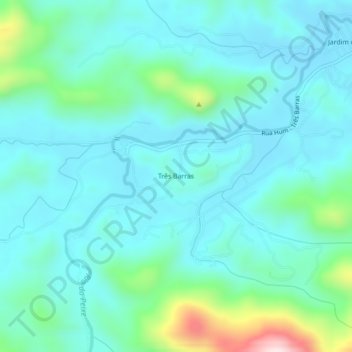 Mapa topográfico Três Barras, altitud, relieve