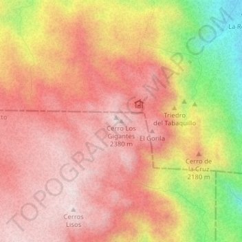 Mapa topográfico Cerro Los Gigantes, altitud, relieve