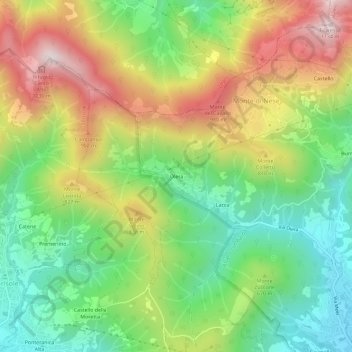Mapa topográfico Olera, altitud, relieve
