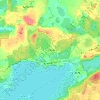 Mapa topográfico Krummsee, altitud, relieve