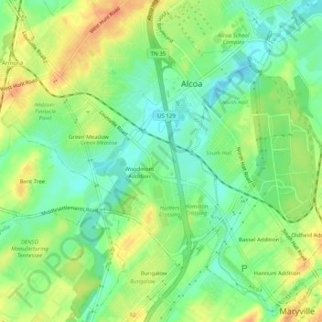 Mapa topográfico Iris Acres, altitud, relieve