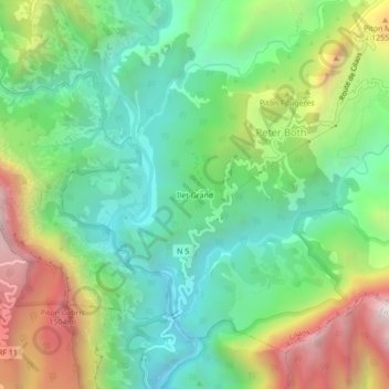 Mapa topográfico Ilet Grand, altitud, relieve