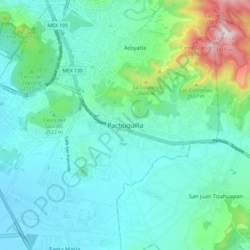 Mapa topográfico Pachuquilla, altitud, relieve