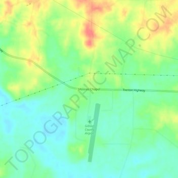 Mapa topográfico Moores Chapel, altitud, relieve