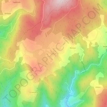 Mapa topográfico Collat, altitud, relieve
