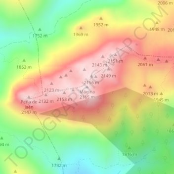 Mapa topográfico Mágina, altitud, relieve