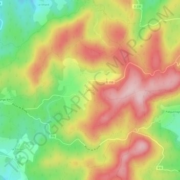Mapa topográfico Sonne, altitud, relieve