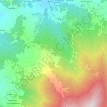 Mapa topográfico Giarolo, altitud, relieve