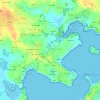 Mapa topográfico Bourgerel, altitud, relieve