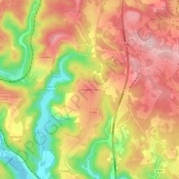 Mapa topográfico Lachapelle-Haute, altitud, relieve