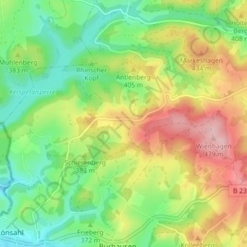 Mapa topográfico Glietenberg, altitud, relieve