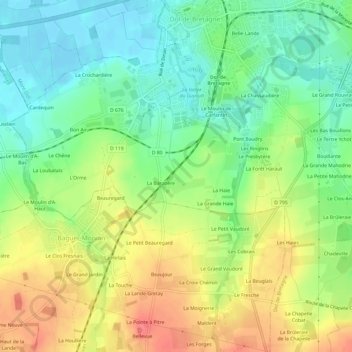 Mapa topográfico Clairet, altitud, relieve