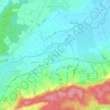 Mapa topográfico Schönebach, altitud, relieve