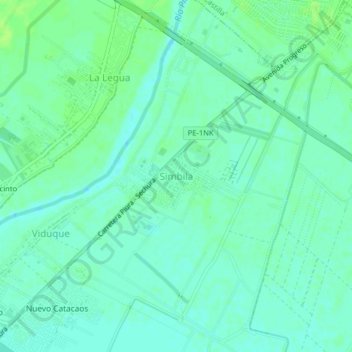 Mapa topográfico Simbila, altitud, relieve