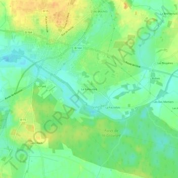 Mapa topográfico La Frelaudais, altitud, relieve