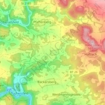 Mapa topográfico Kleinlesau, altitud, relieve